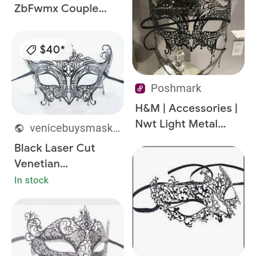 Black Laser-Cut Venetian Masquerade Mask - Picture 5 of 5